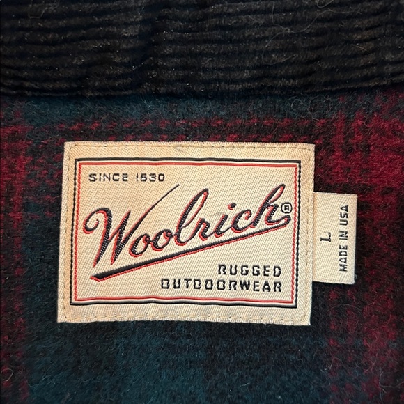 Woolrich Mens Red and Black Checkered Wool Blend Shirt size L - Picture 2 of 3